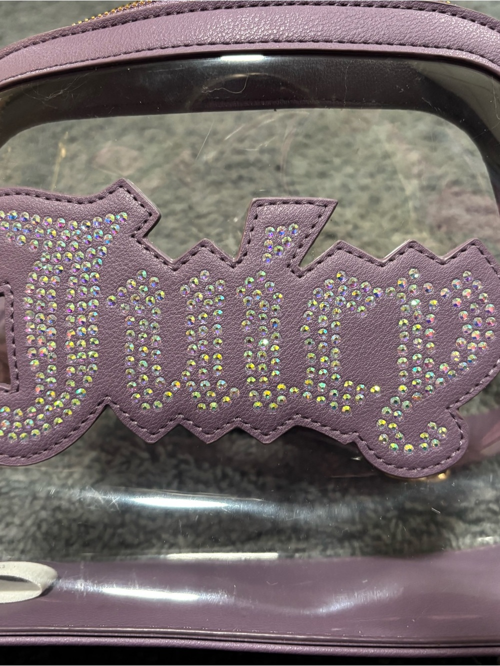 Juicy Couture Purple Rhinestone Clear crossbody purse